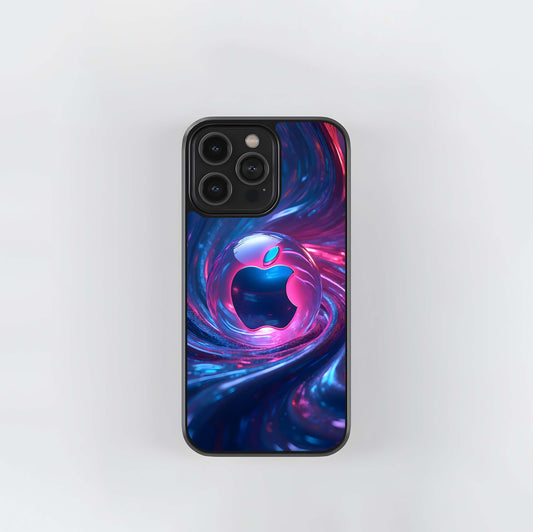Neon Vortex Apple Sphere Glass Case