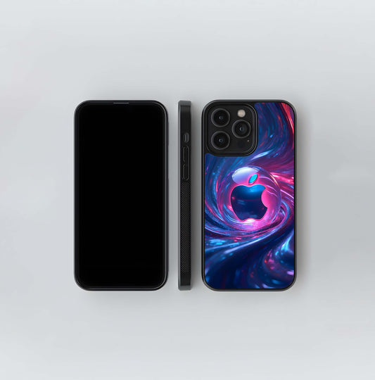 Neon Vortex Apple Sphere Glass Case