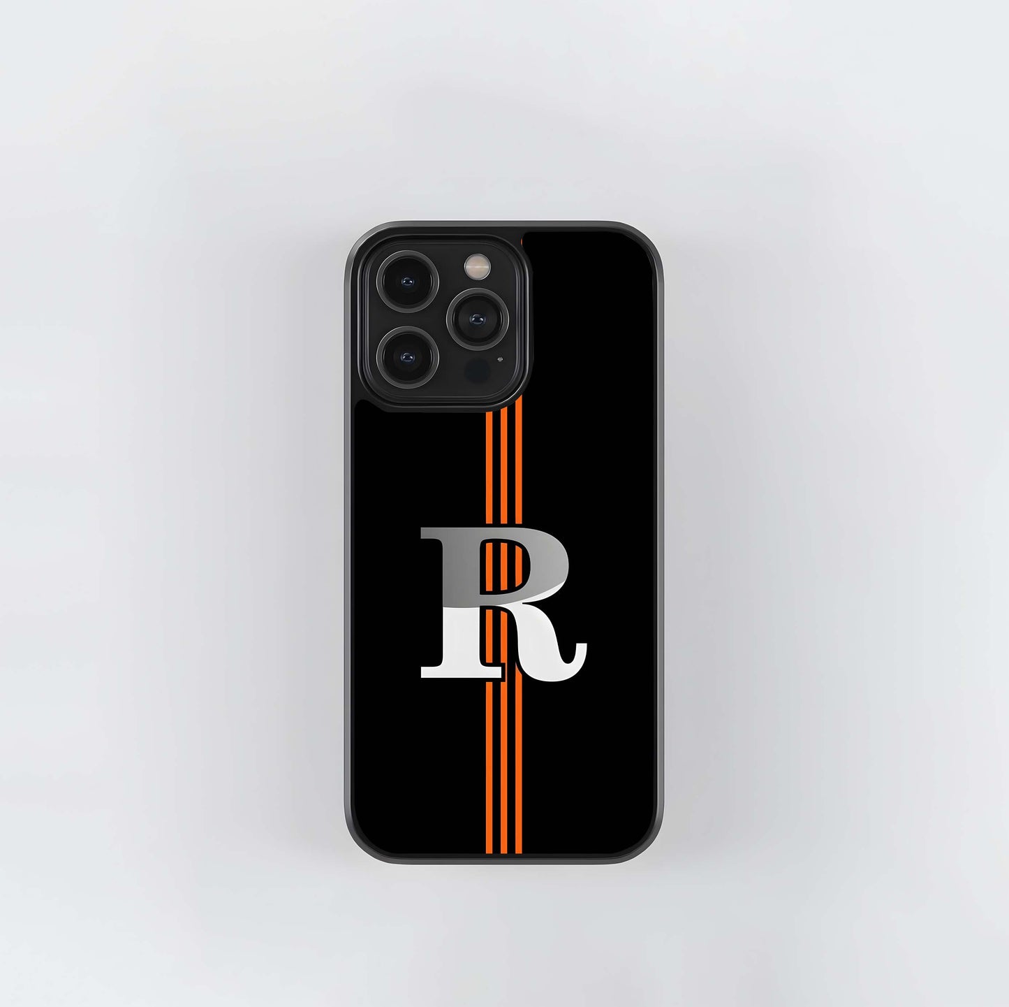 Letter R Orange Stripe Glass Case
