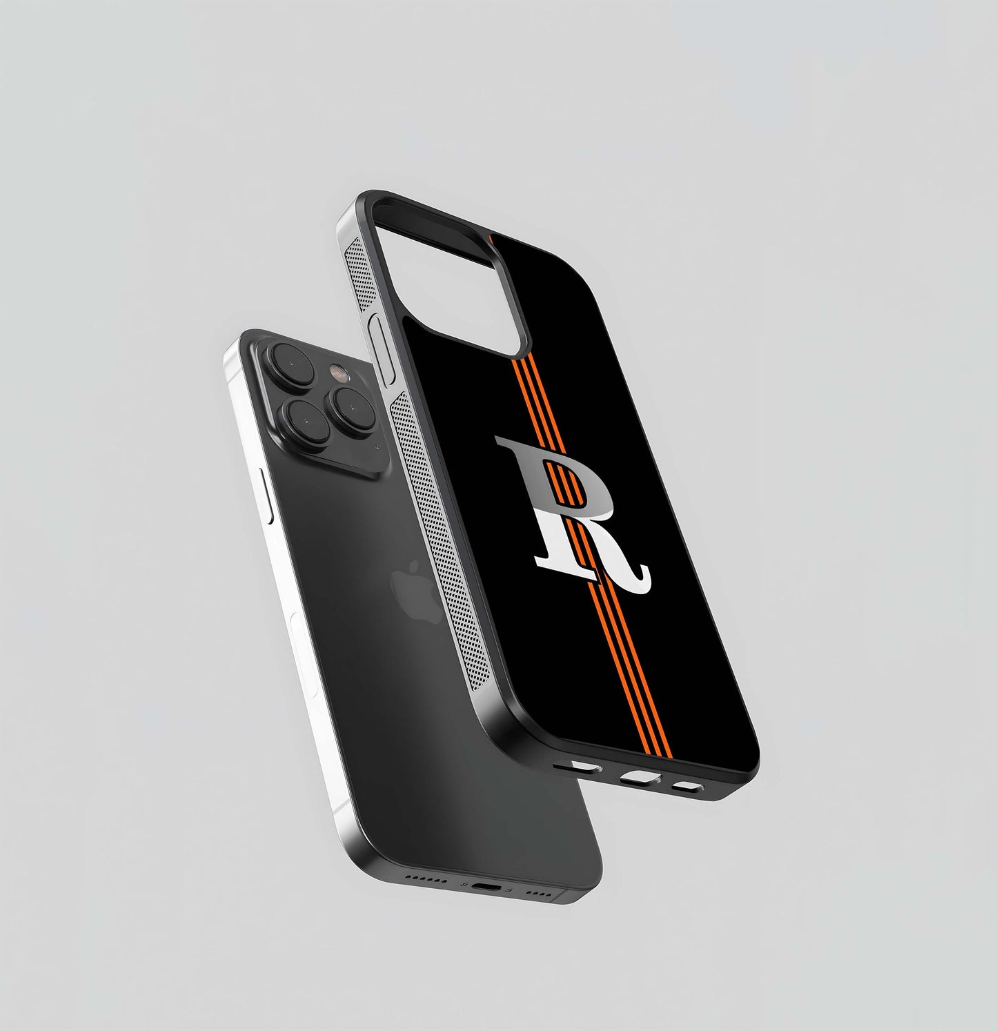 Letter R Orange Stripe Glass Case