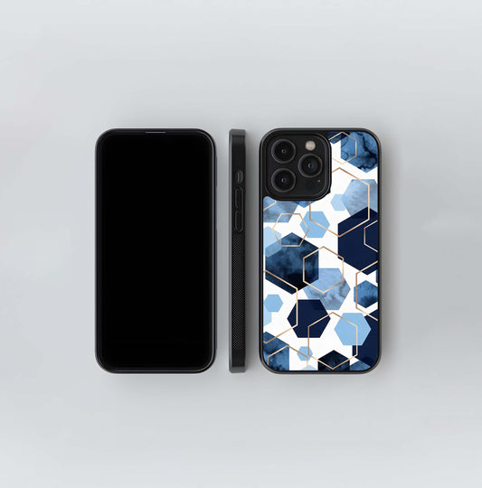 Blue Hexagon Abstract Glass Case