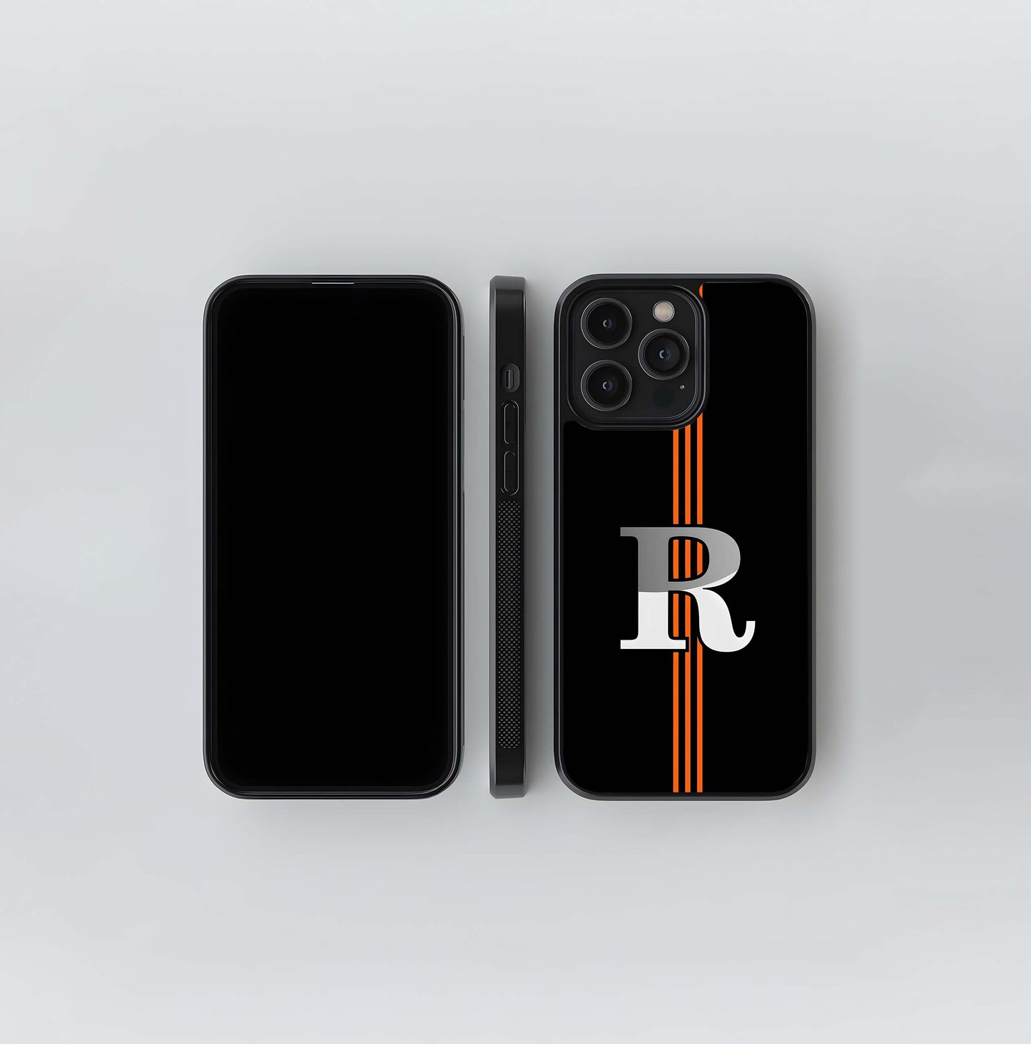 Letter R Orange Stripe Glass Case