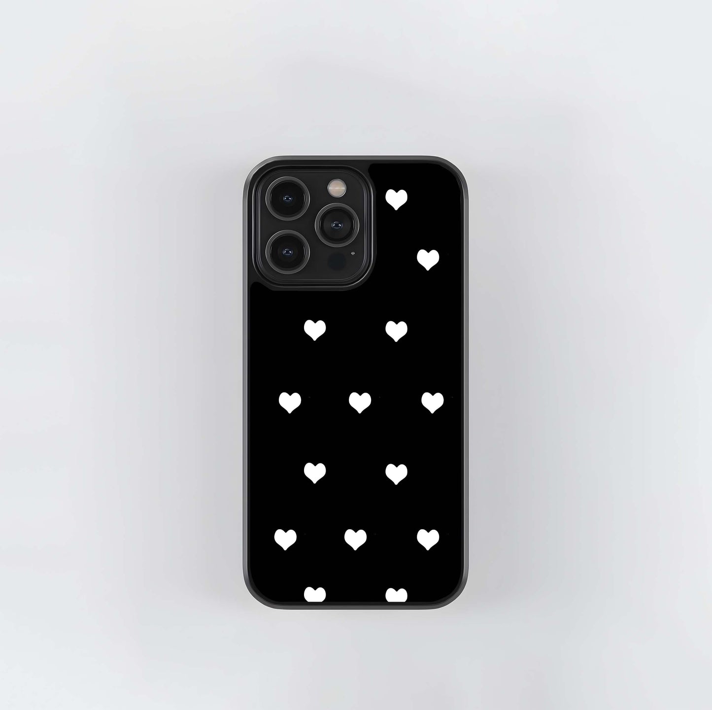Black background with white heart Glass Case / Cover