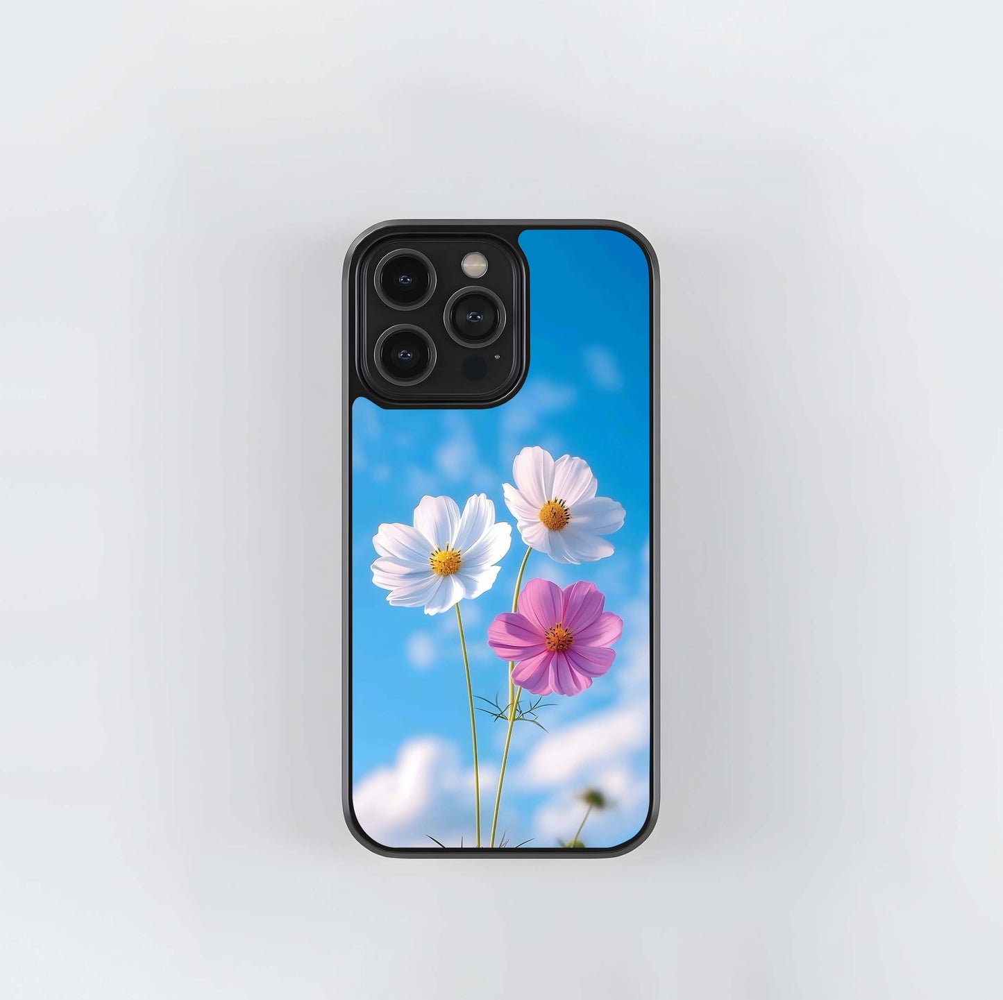 Tripple Flowers With Sky Glass Case