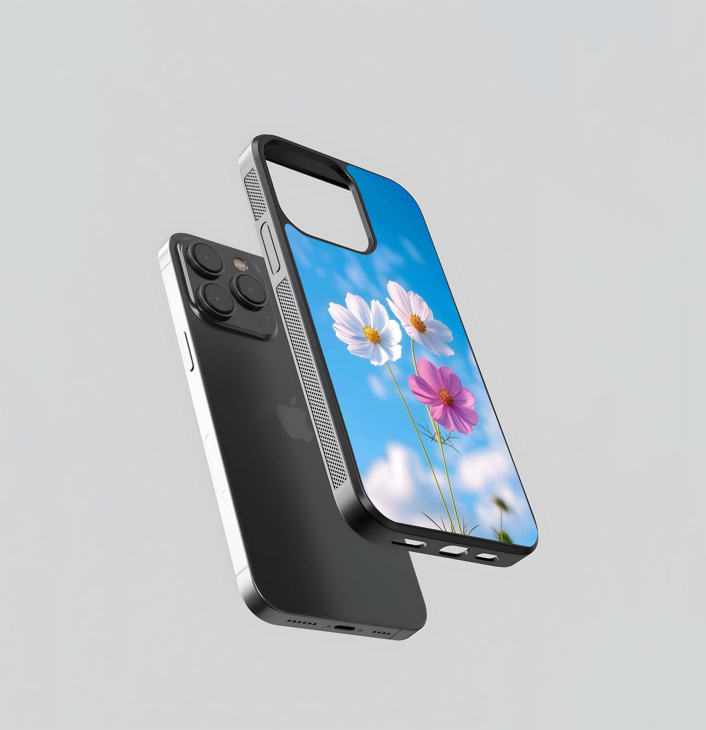 Tripple Flowers With Sky Glass Case