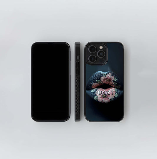 Dark Bloom Lip Art Glass Case