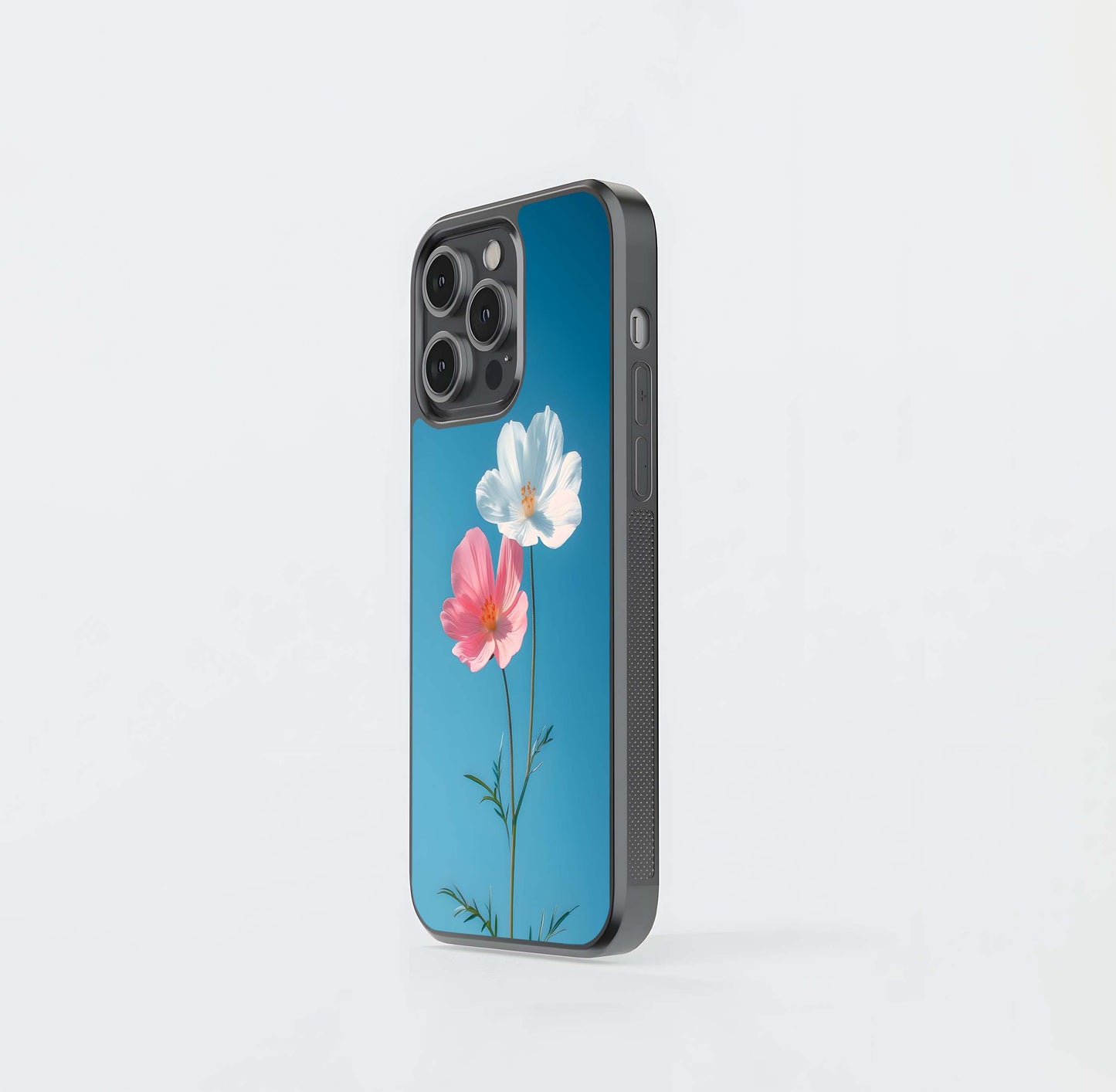 Twin Flowers Glass Case