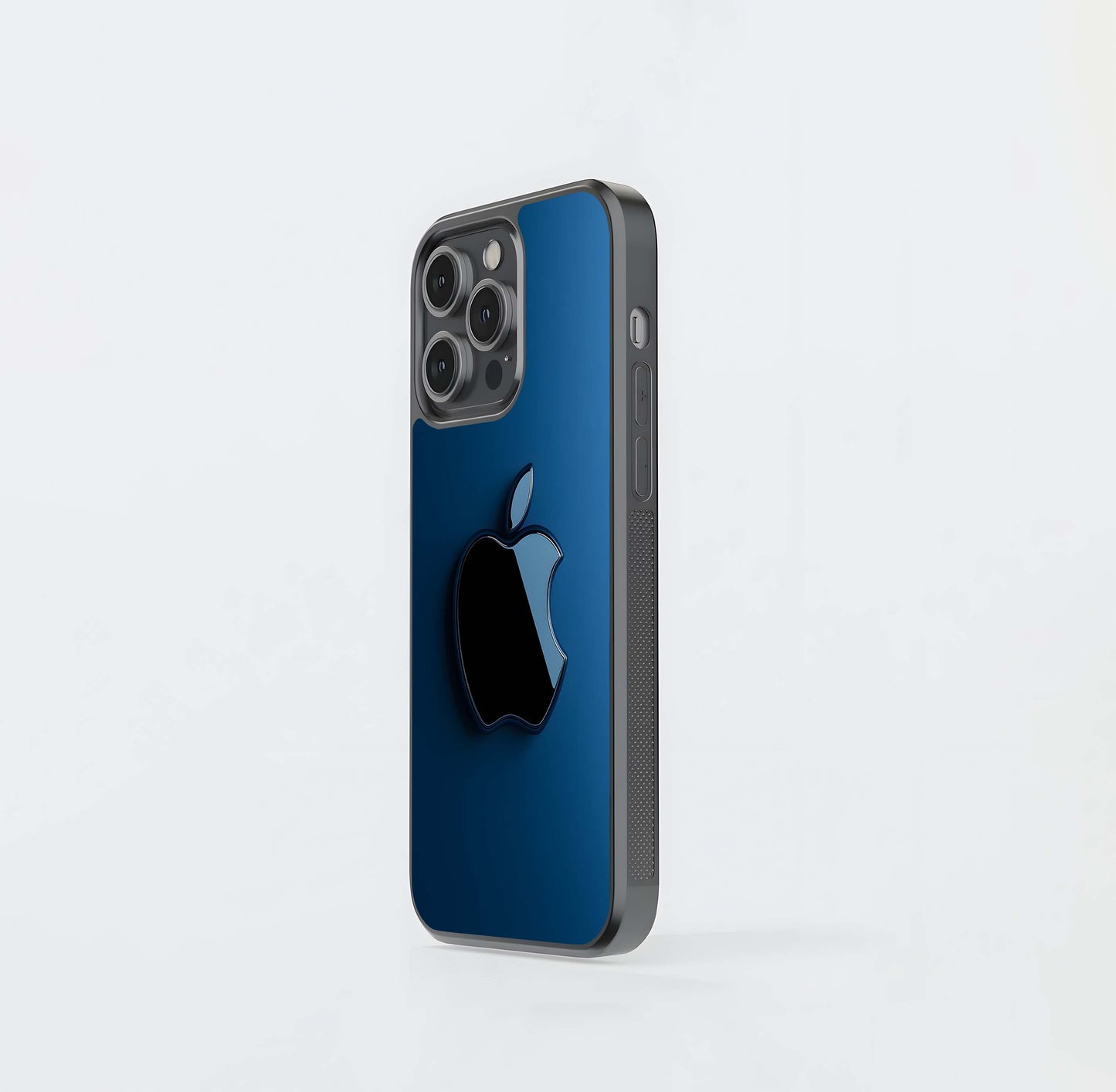 Deep Blue Gloss Apple Glass Case