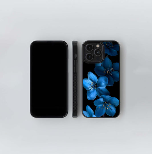 Deep Blue Night Blooms Glass Case