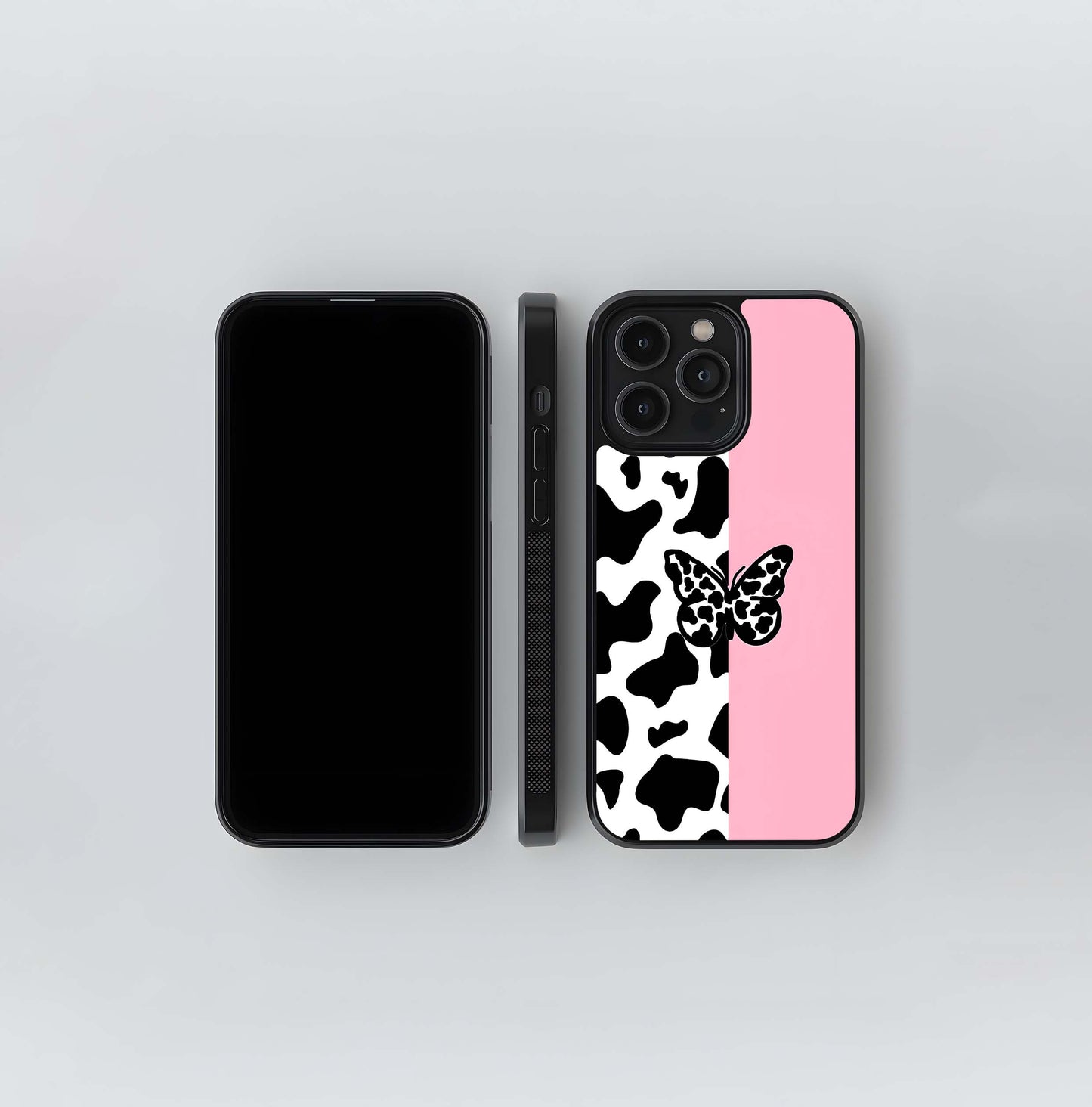 Cowprint Butterfly Aesthetic Glass Case
