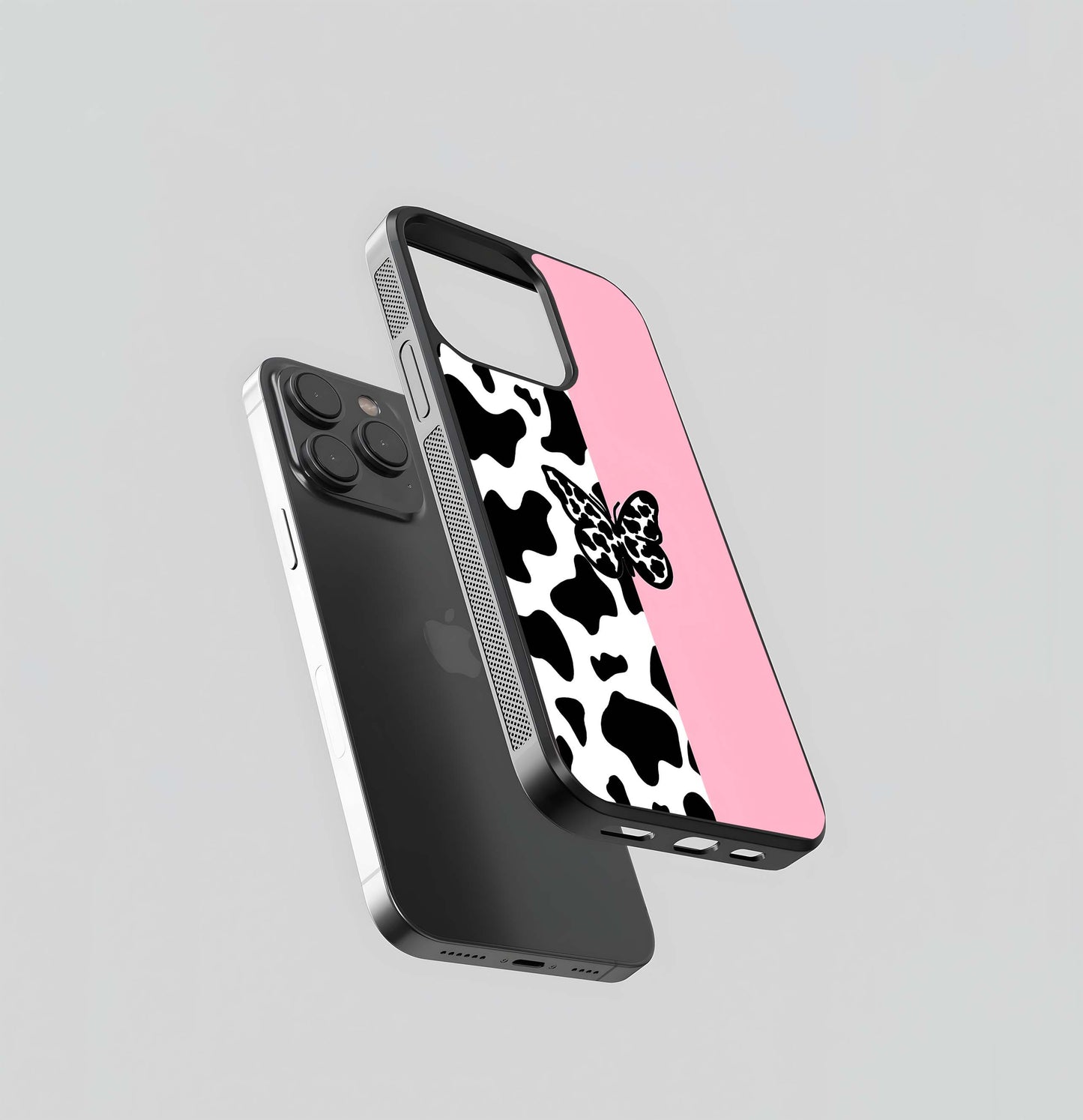 Cowprint Butterfly Aesthetic Glass Case
