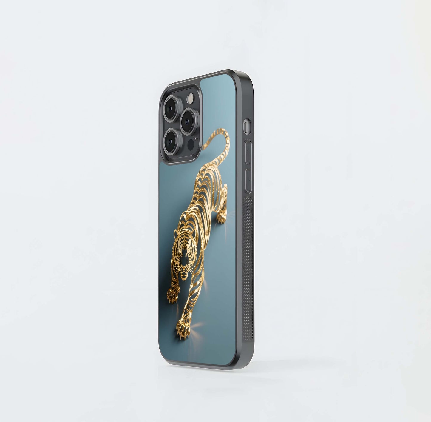 Gilded Filigree Tiger Glass Case