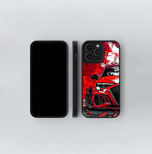 Crimson Audi Blossom Glass Case