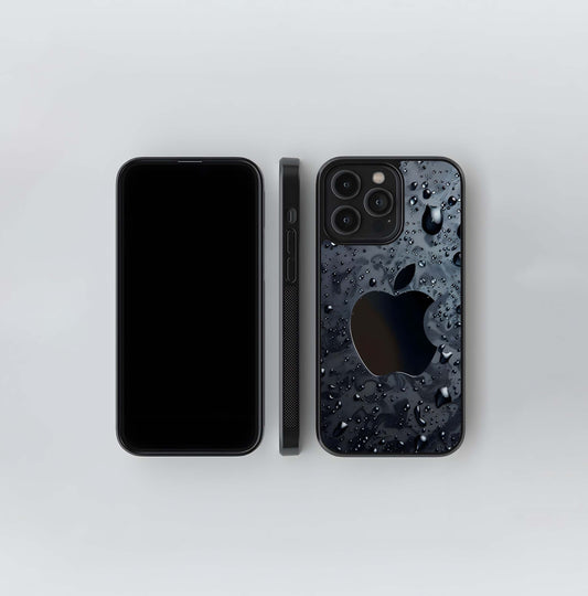 Waterdrop Black Apple Logo Glass Case