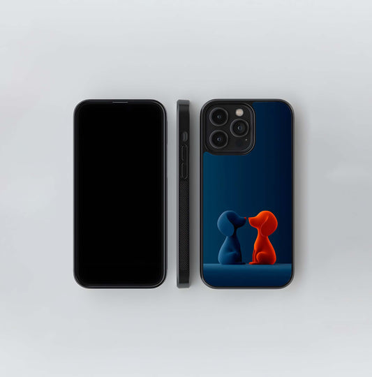Blue and Orange Puppy Love Glass Case