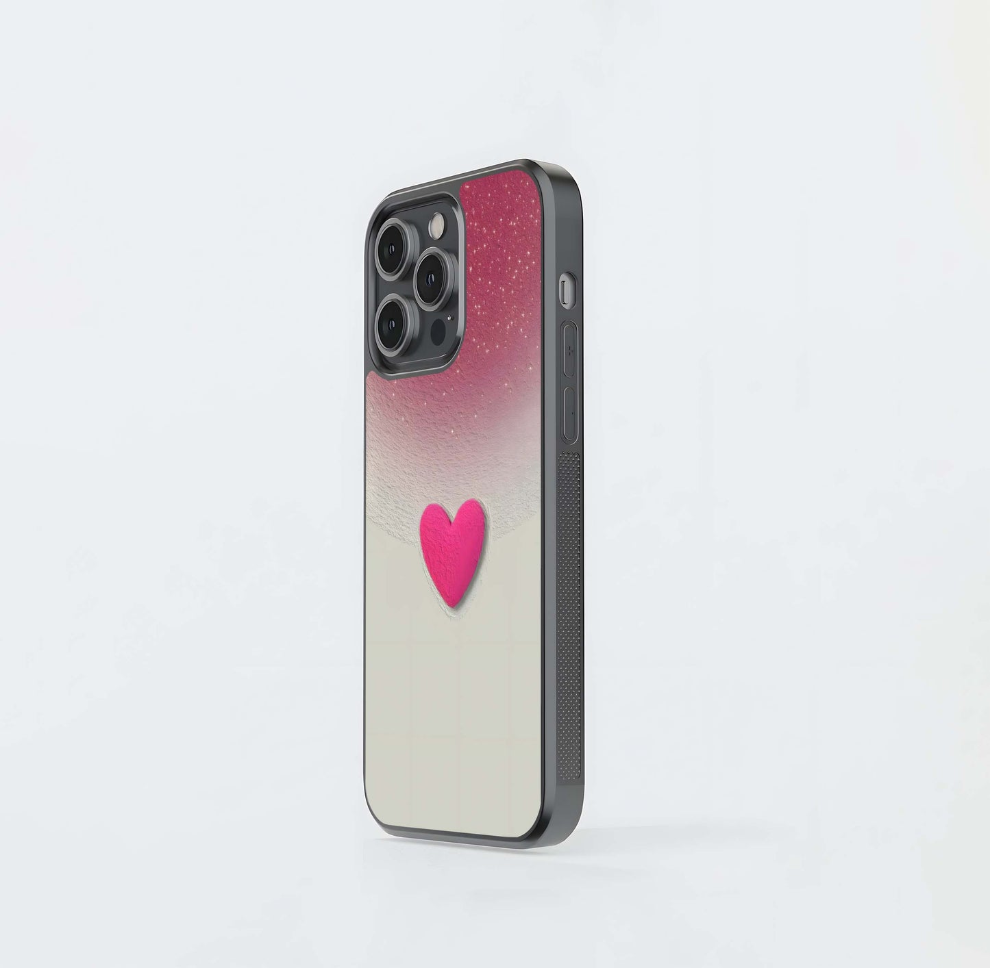 Pink Heart Beach Sparkle Glass Case