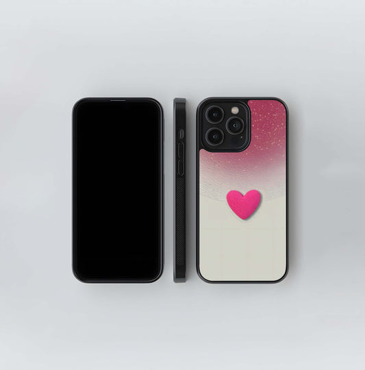Pink Heart Beach Sparkle Glass Case