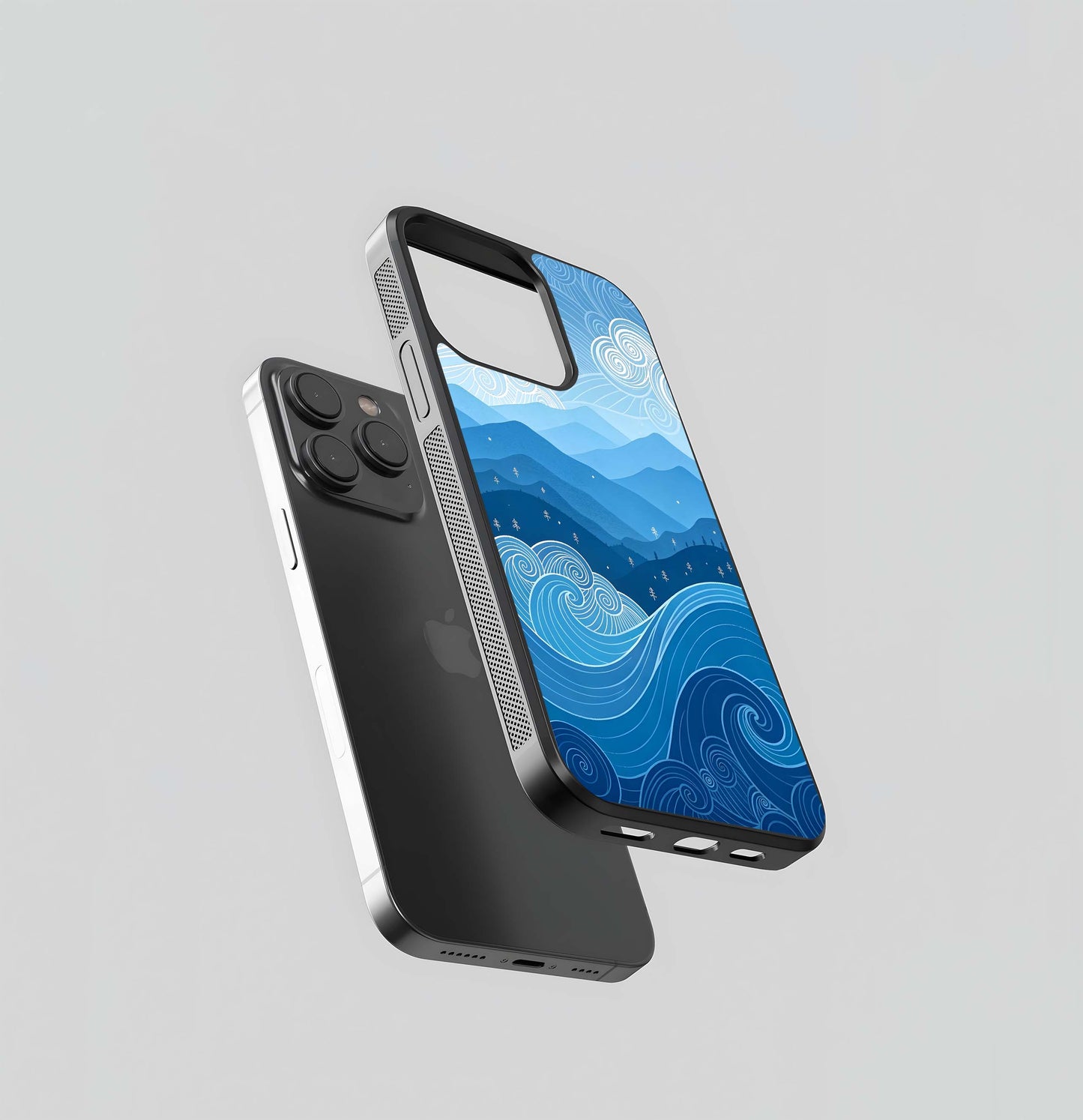 Wavy Horizon Blues Glass Case