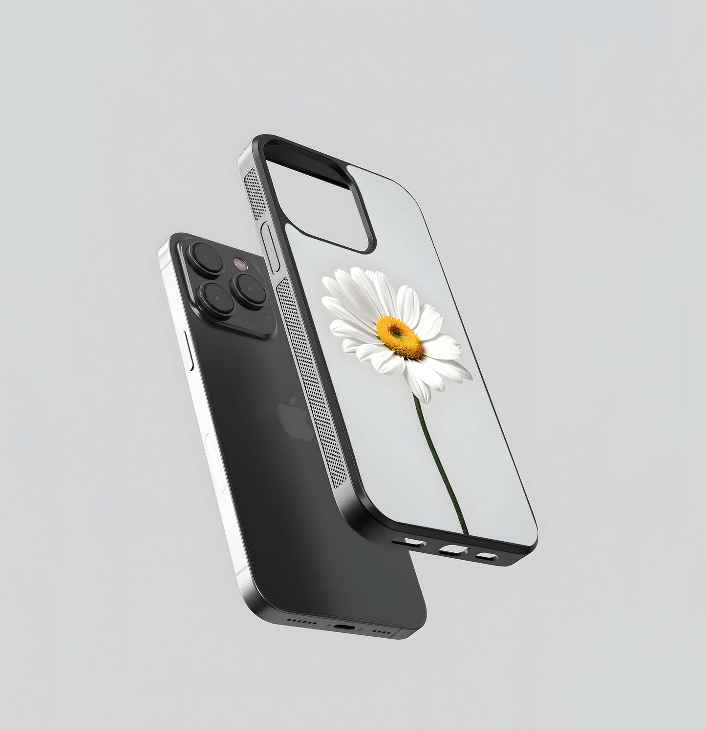 White Daisy Flower Glass Case