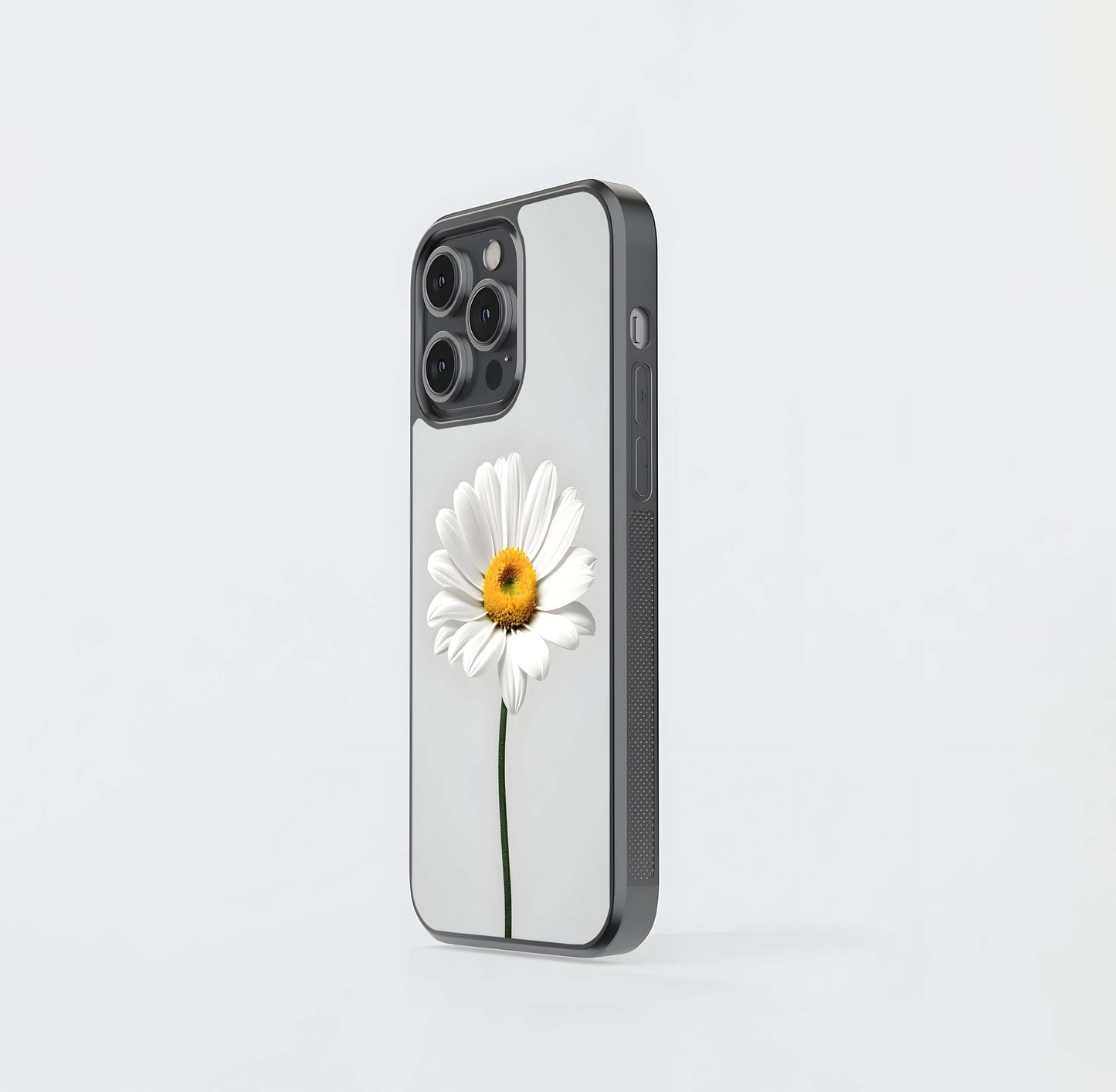 White Daisy Flower Glass Case