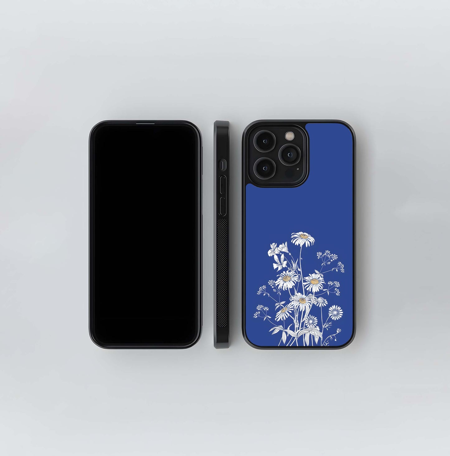 White Floral Pattern Glass Case