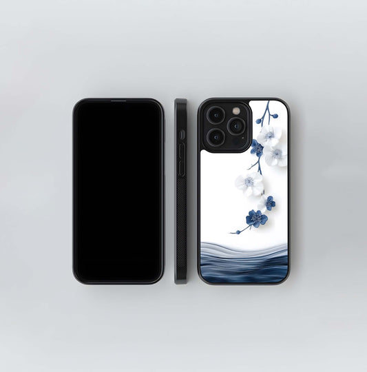 Porcelain Blue and White Oriental Blooms Glass Case