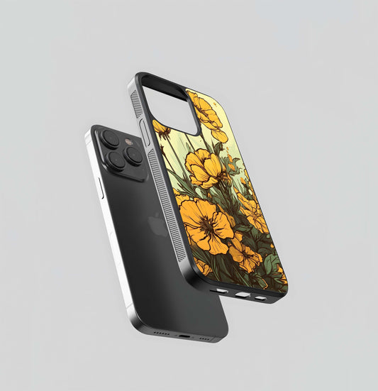 Golden Bloom Glass Case