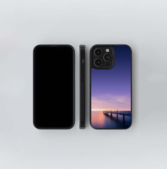 Purple Dusk Pier Seascape Glass Case