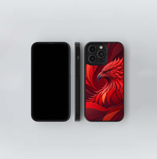Red Paper Cut Phoenix Glass Case