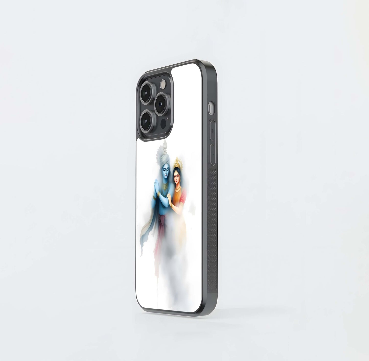 Radha Krishna Divine Embrace Glass Case