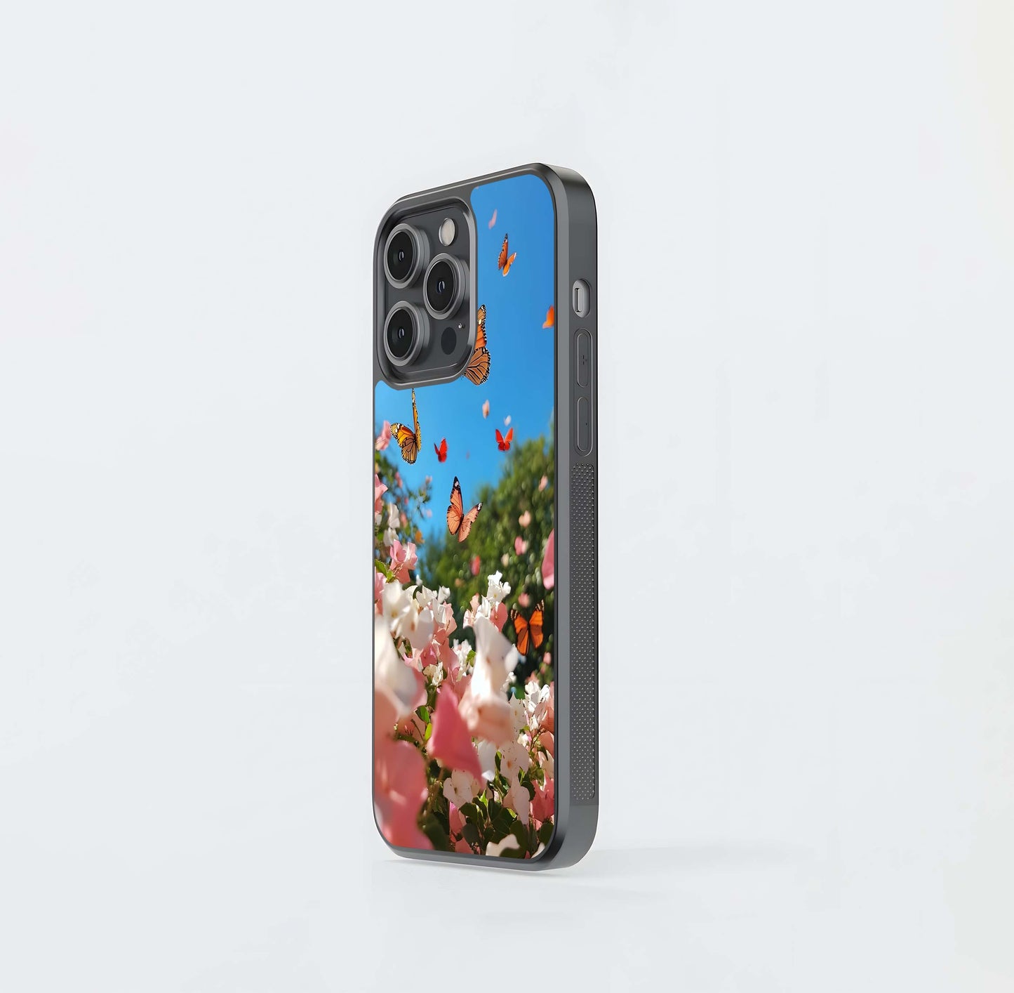 Butterflies in Bloom Sky Glass Case