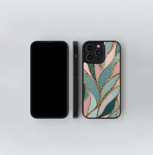 Pastel Terrazzo & Gold Stained Glass Glass Case