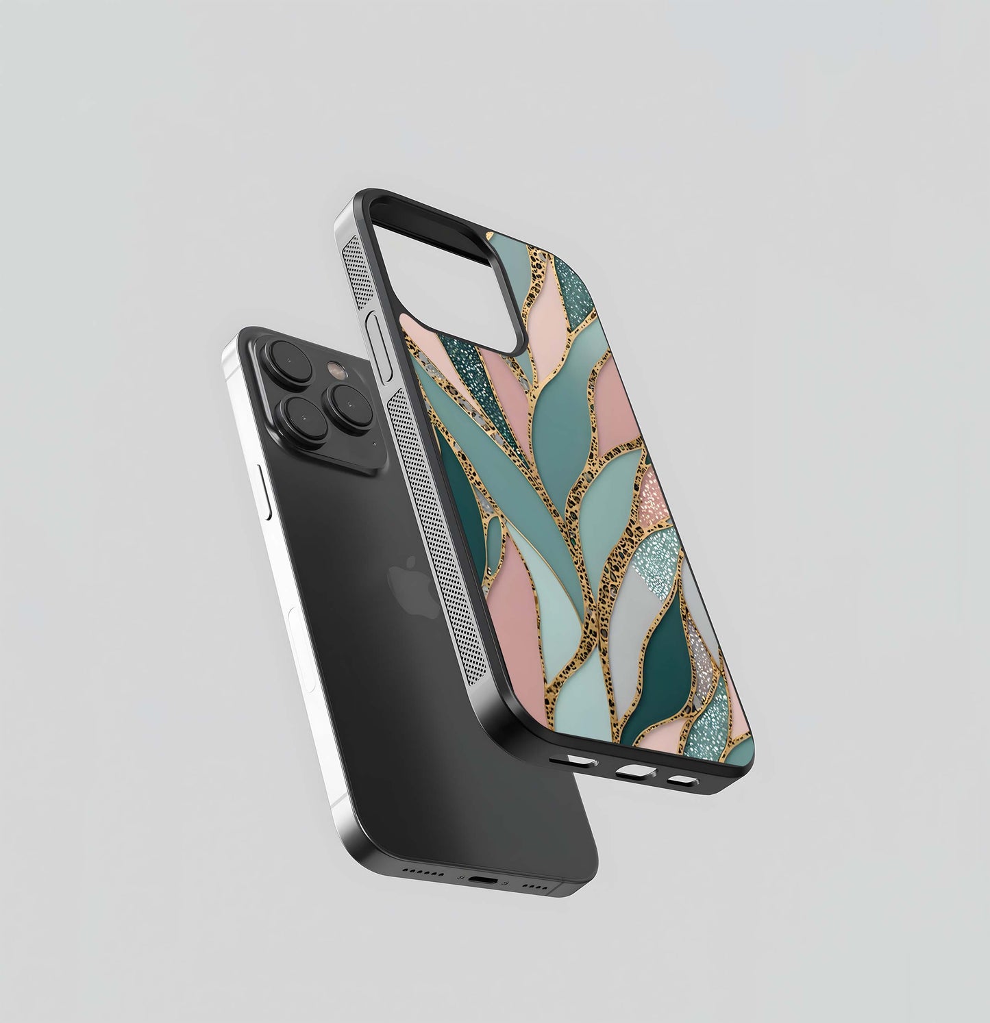 Pastel Terrazzo & Gold Stained Glass Glass Case
