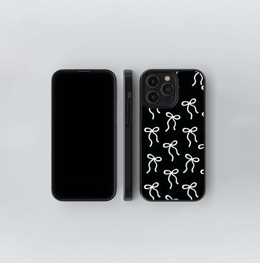 Black & White Bows Glass Case