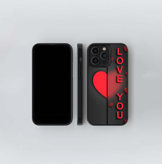 LOVE YOU Dark Hearts Glass Case