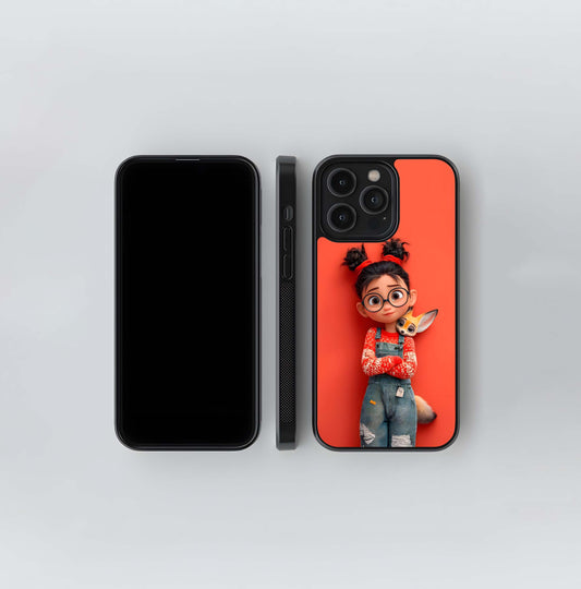 Red Sweater Girl with Fennec Fox Glass Case