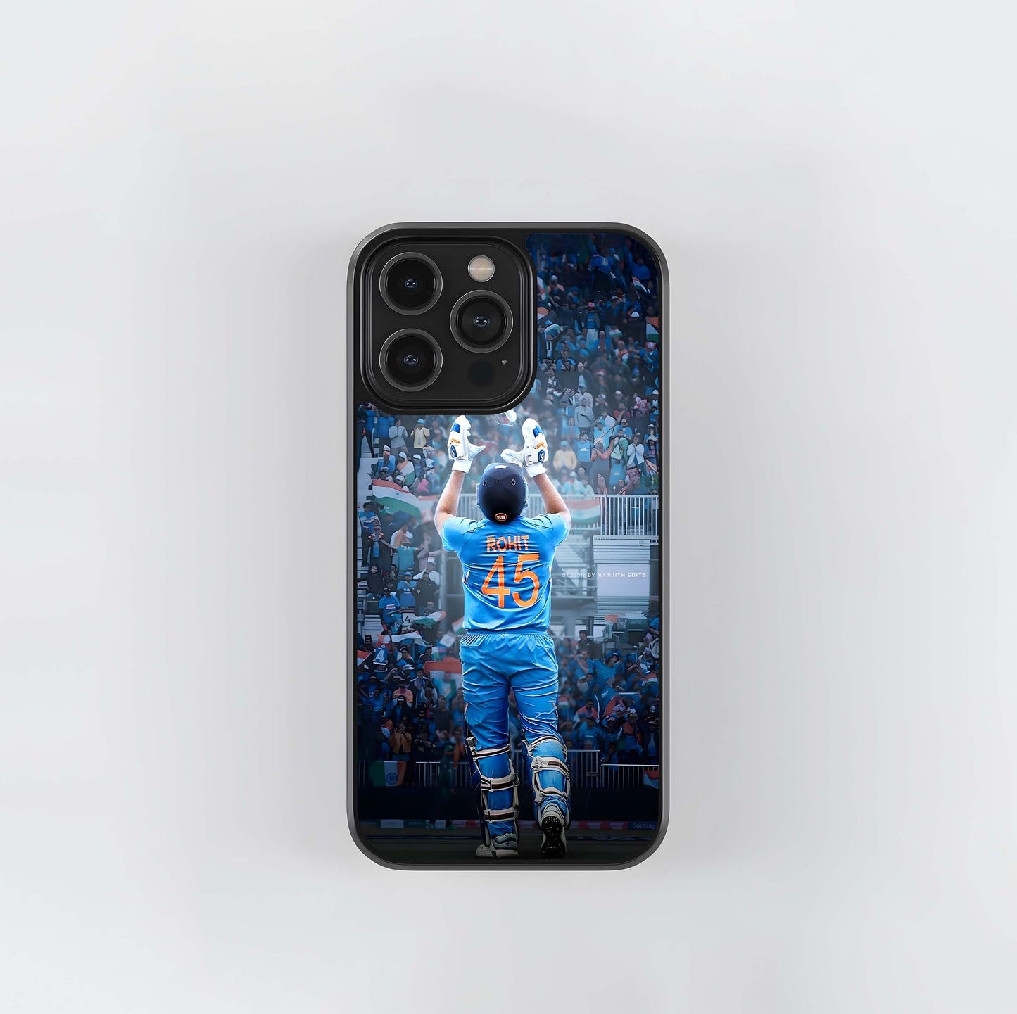 Rohit Sharma Cricket Victory Pose Glass Case