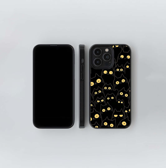 Black Cat Crowd Glass Case