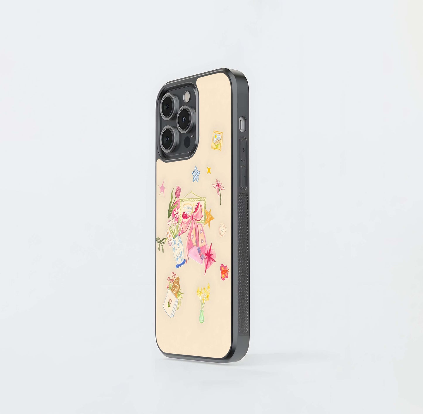 Aesthetic Bow Heart Glass Case