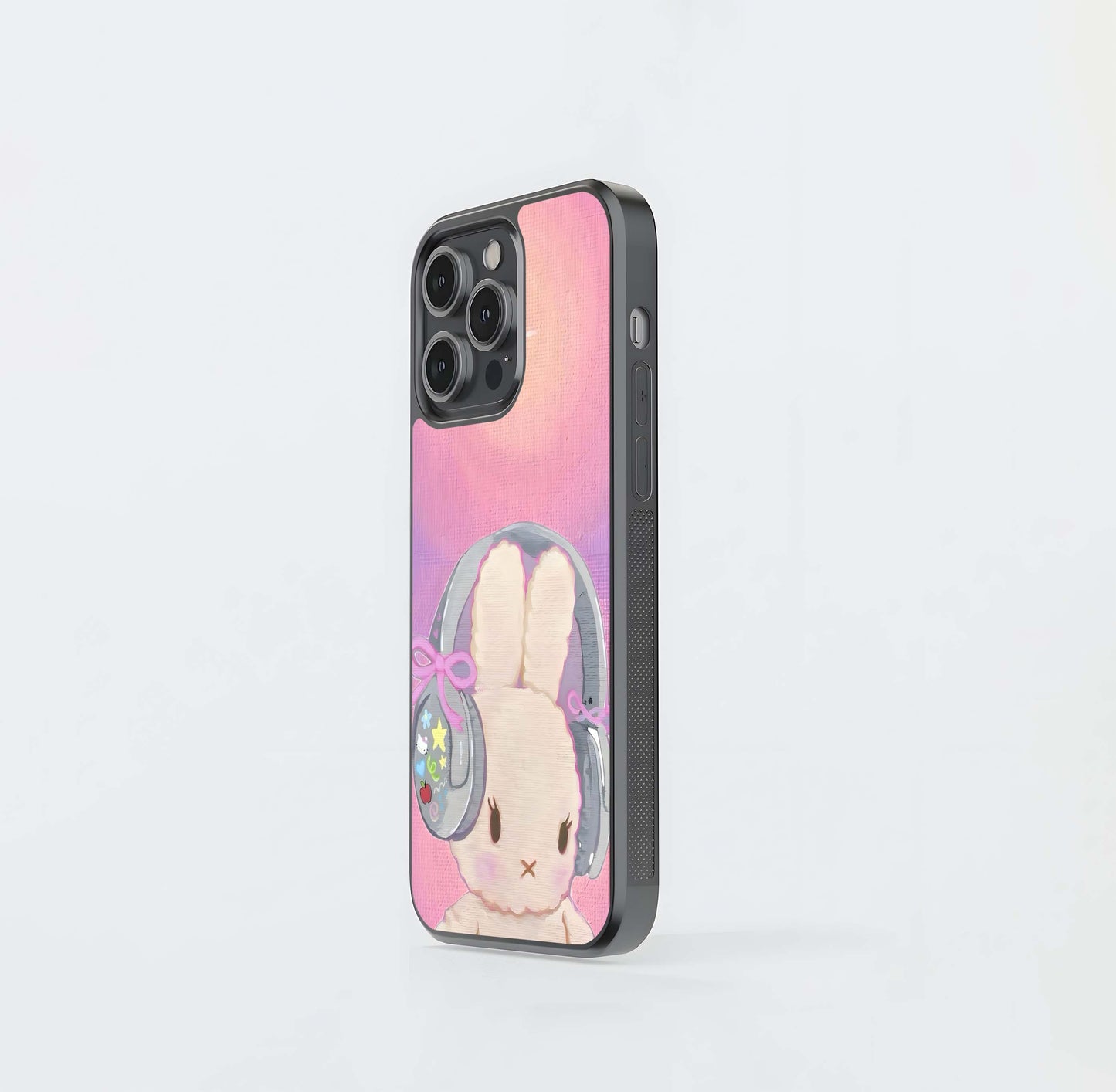 Bunny With Headphone Glass Case