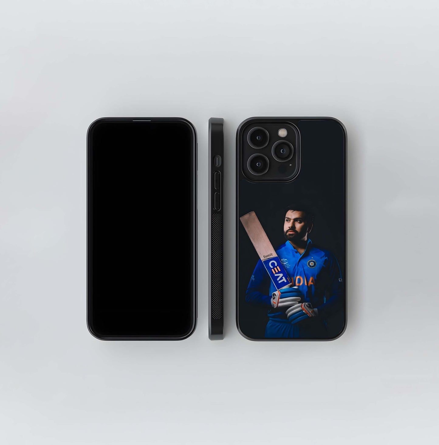 Rohit Sharma with Bat in Dark Setting Glass Case