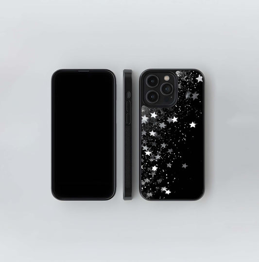 Black Glittering Stars Glass Case