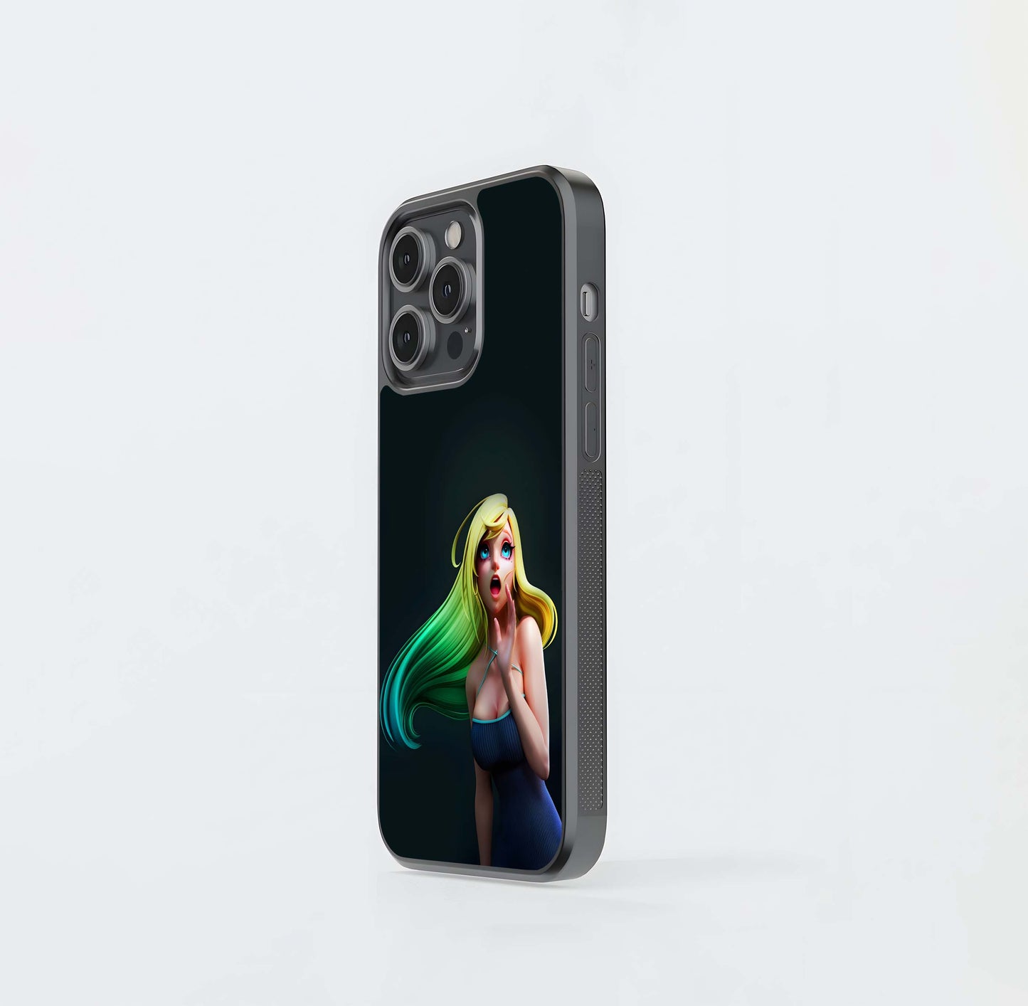Shocked Neon Hair 3D Pinup Glass Case
