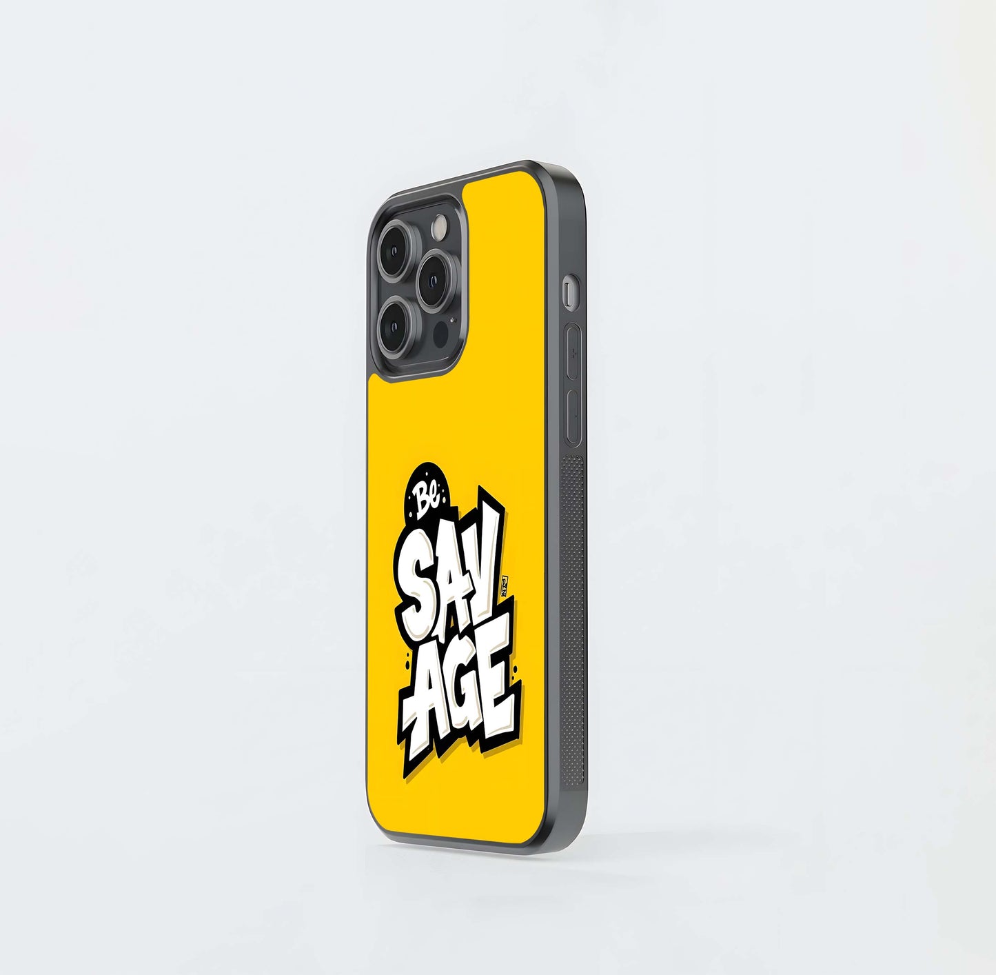 Be Savage Yellow Typography Glass Case