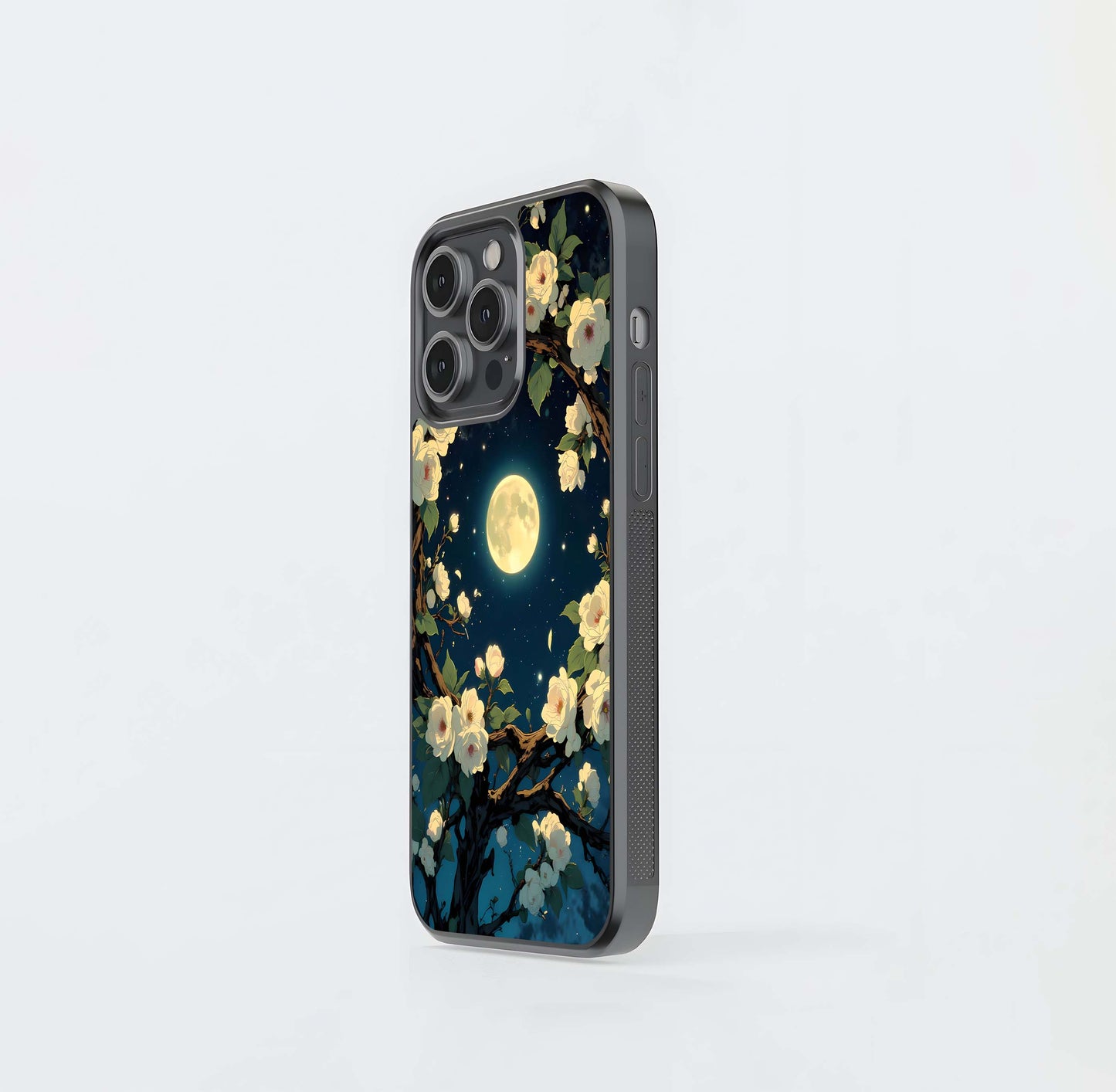 Celestial Moon & Flower Glass Case