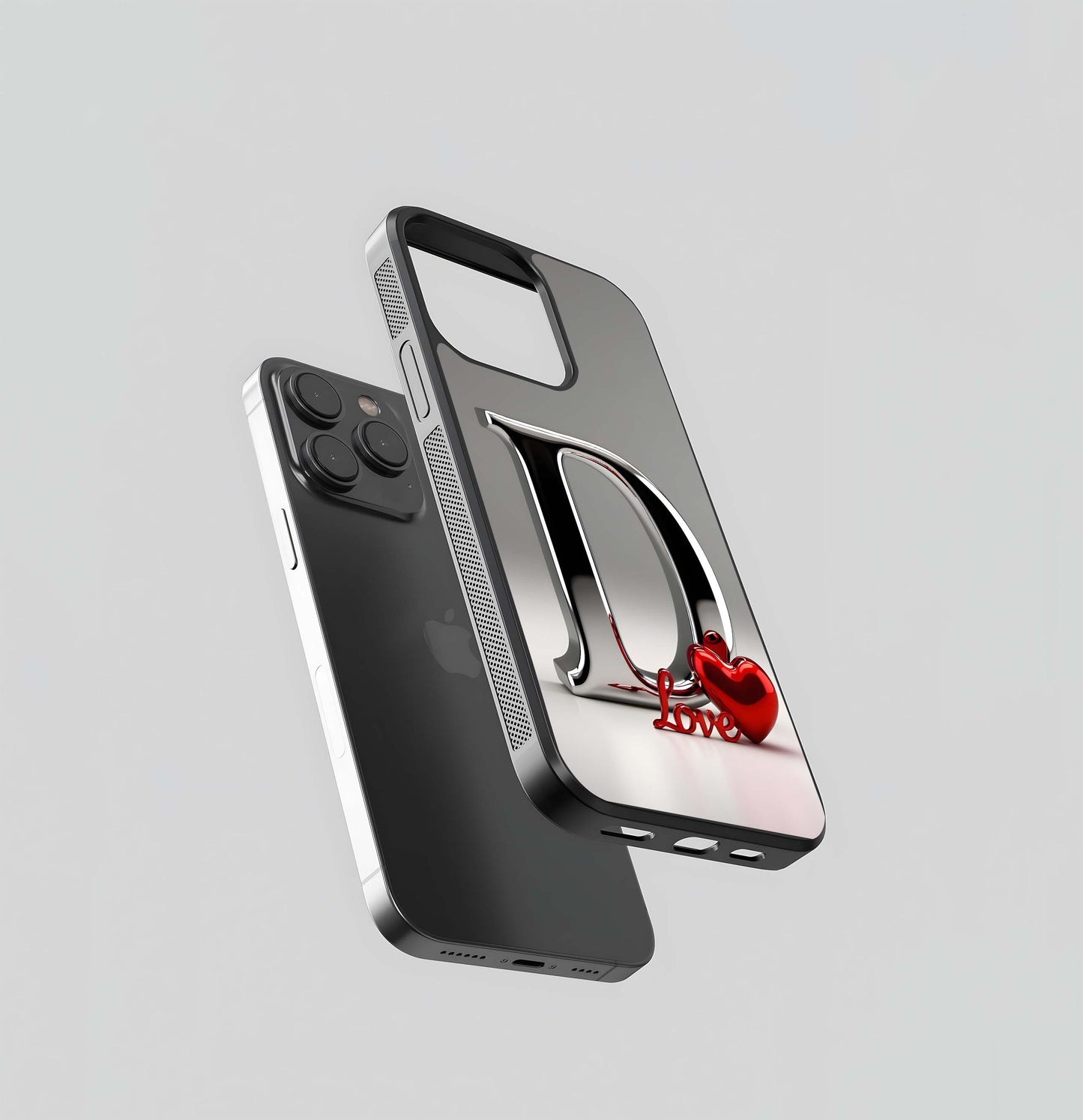 Metallic D with Love Flow Glass Case