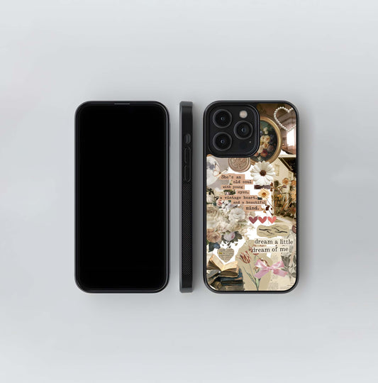 Aesthetic Brown Vintage Collage Glass Case