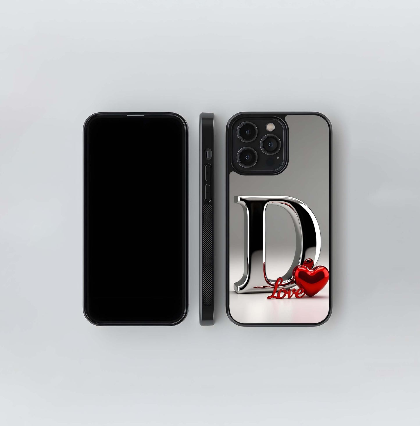 Metallic D with Love Flow Glass Case