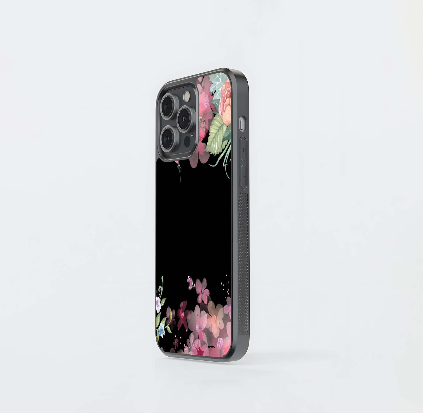 Black Rosy Morning Dew Glass Case