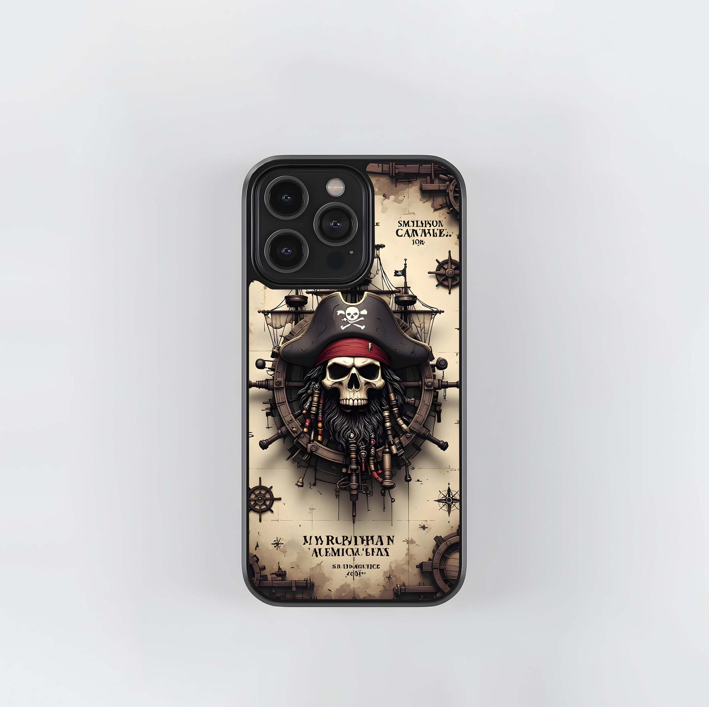 Steampunk Pirate Skull Emblem Glass Case